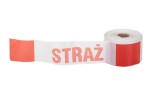 TAŚMA BIAŁO-CZERWONA, SZER.10 CM. NADRUK: STRAŻ ROLKA 100 MB