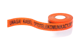 TAŚMA POMARAŃCZOWA SZER. 10 CM, NADRUK: UWAGA! KABEL OPTOTELEKOMUNIKACYJNY, ROLKI 500MB
