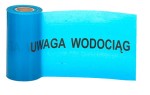 TAŚMA NIEBIESKA, SZER. 20 CM. NADRUK: UWAGA WODOCIĄG; ROLKI 100 MB.