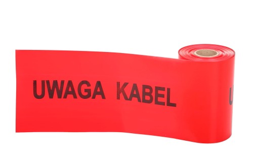uwaga kabel czerwona taśma ostrzegawcza energetyka folia kablowa.JPG
