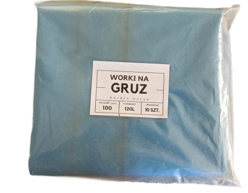 WORKI NA GRUZ LDPE MOCNE NIEBIESKIE 120L, 100 MIKRONÓW, OP. 10 SZT.